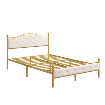 Modern Metallbett, Bettgestelle mit Lattenrost, Doppelbett, 140x200 cm, Ohne Matratze, golden