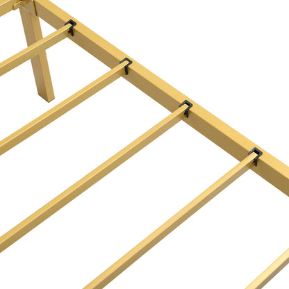 Modern Metallbett, Bettgestelle mit Lattenrost, Doppelbett, 140x200 cm, Ohne Matratze, golden