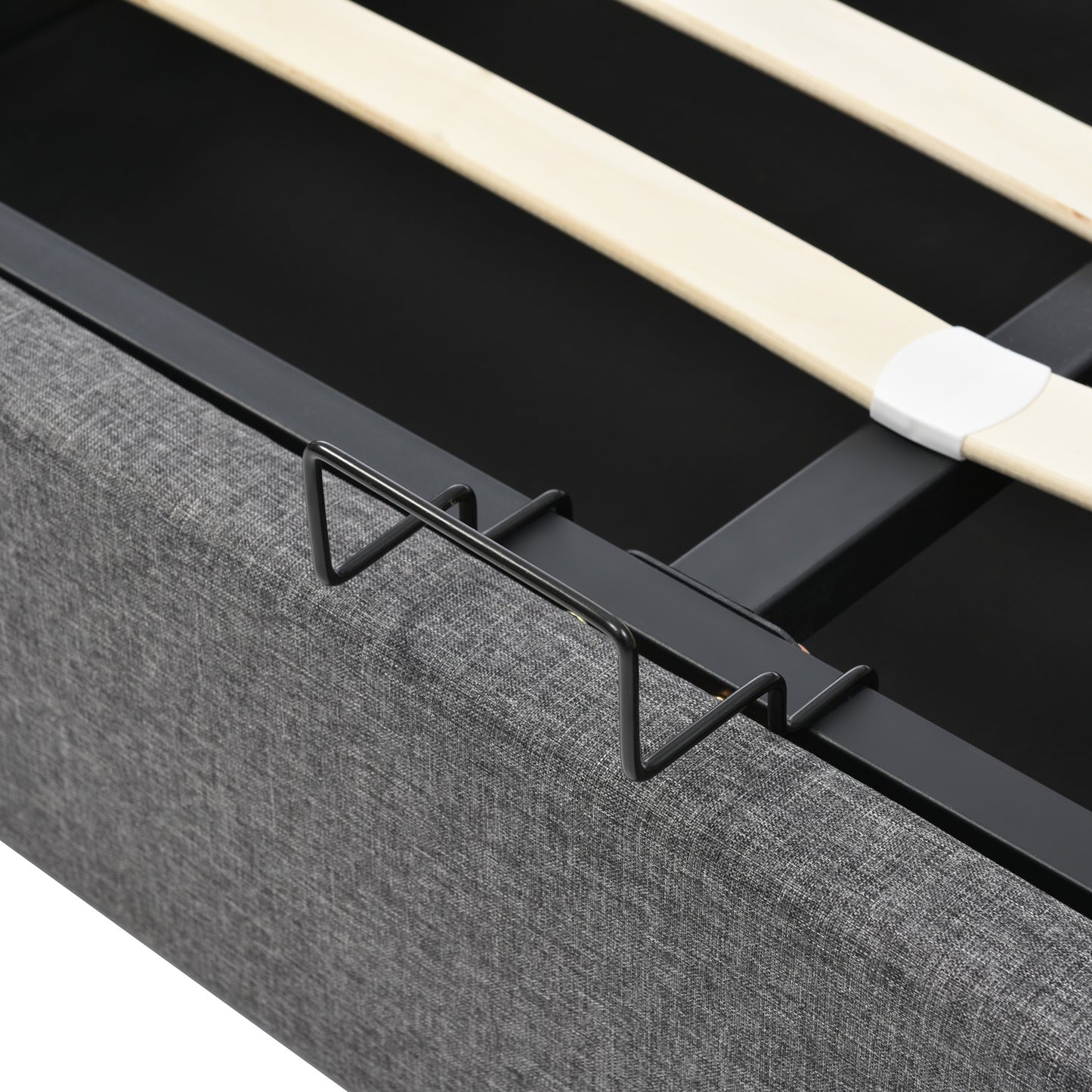 Polsterbett Doppelbett mit Verstellbare Kopfstützen,Stauraumbetten Bettgestell aus Leinenmaterial Jugendbett 180x200 mit lattenrost(Ohne Matratze)
