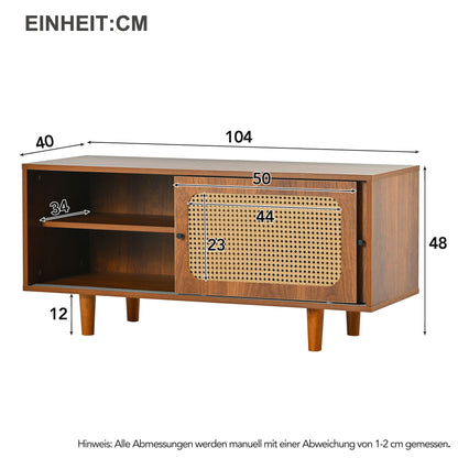 Rattan Schuhschrank mit 2 Türen mit verstellbare Ablage Walnuss Farbe formschöner Schuhschrank für Flur, Wohn- und Schlafzimmer