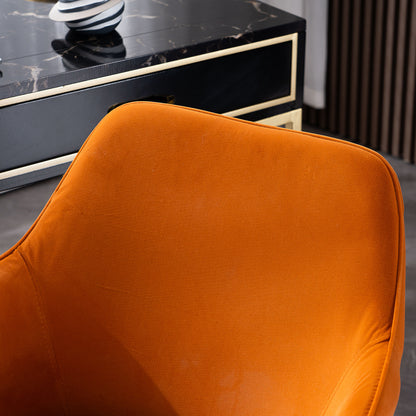 Neuer höhenverstellbarer Drehstuhl aus Samtstoff für das Büro im Innenbereich mit goldenen Beinen,Orange