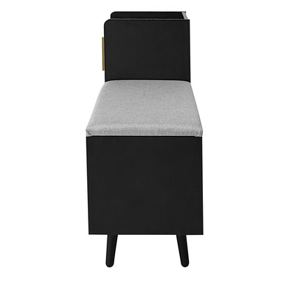 Moderne Schuhbank Schuhtruhe Sitzbank mit drei Stauraum Türen, Schwarzwalnuss