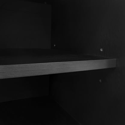 Moderne Schuhbank Schuhtruhe Sitzbank mit drei Stauraum Türen, Schwarzwalnuss
