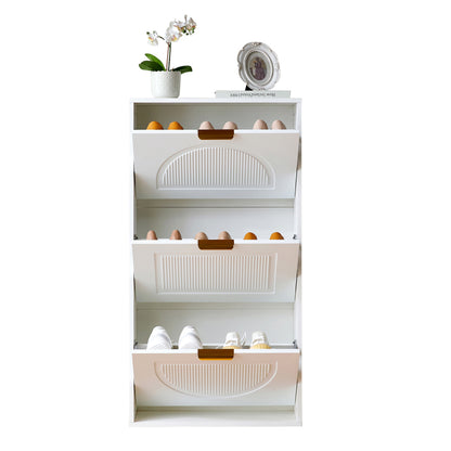 Schuhkipper Schmal mit 3 Klappen, Schuhschrank, Schuhschrank  Schuhkommode für Flur Wohnzimmer ,Weiß