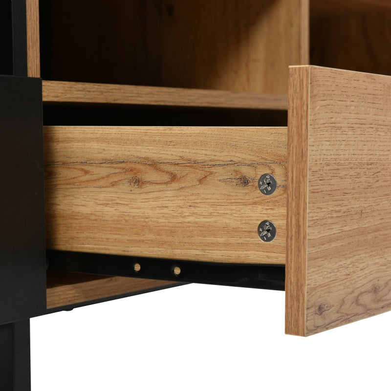 Moderner TV-Ständer mit schwarzem und holzfarbenem Design – geräumiger Stauraum, robuste Konstruktion