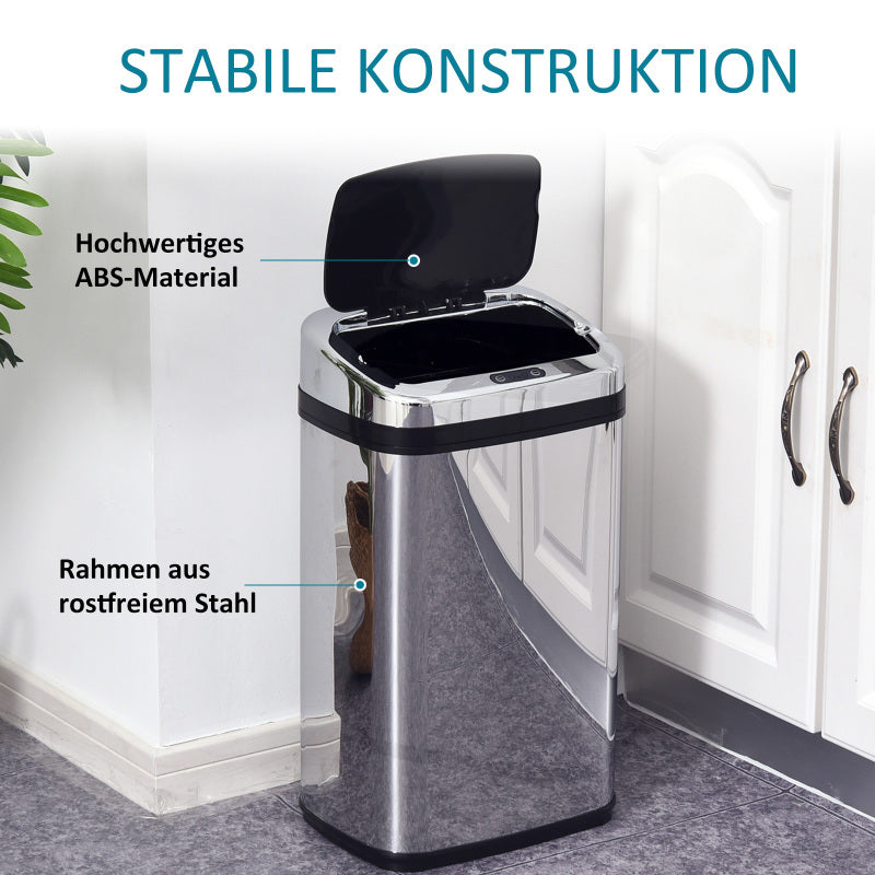Automatik Sensor Mülleimer 30L mit IR Sensor, viereckig, Edelstahl, optionaler Inneneimer für hygienisches Abfallmanagement