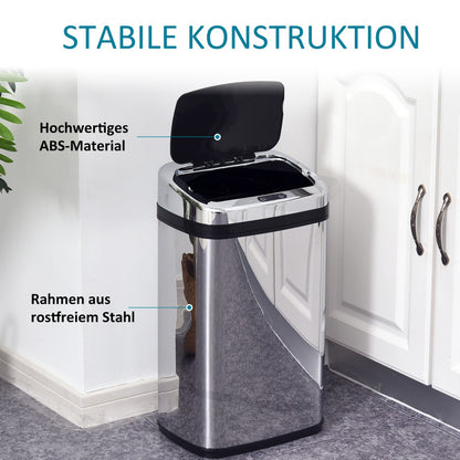 Automatik Sensor Mülleimer 30L mit IR Sensor, viereckig, Edelstahl, optionaler Inneneimer für hygienisches Abfallmanagement