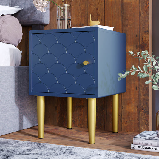 Nachttisch,Nachtschrank Beistelltisch,Marineblau, Sofatisch passend zu jedem Bett & Schlafzimmer - H50/B35/T35 cm