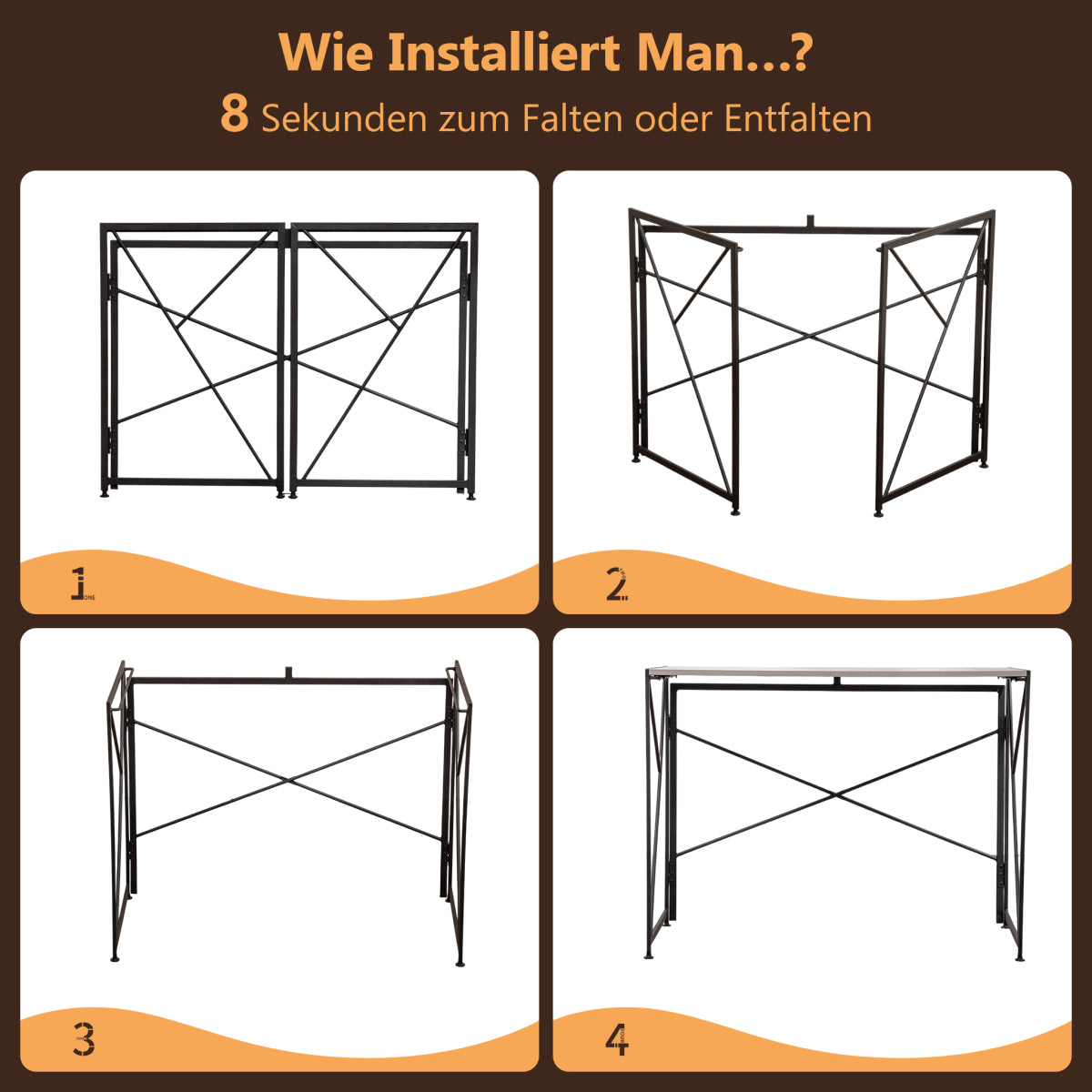Klappbarer Schreibtisch 99x50cm – Computertisch Faltbar & Platzsparend in 8 Sek. Montiert, MDF Holzoptik für Home Office & Büro, Natur