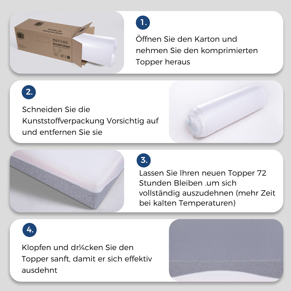 Schaummatratze 180x200 cm, Wendbar H3/H4, 20 cm hoch, Öko-TEX zertifiziert