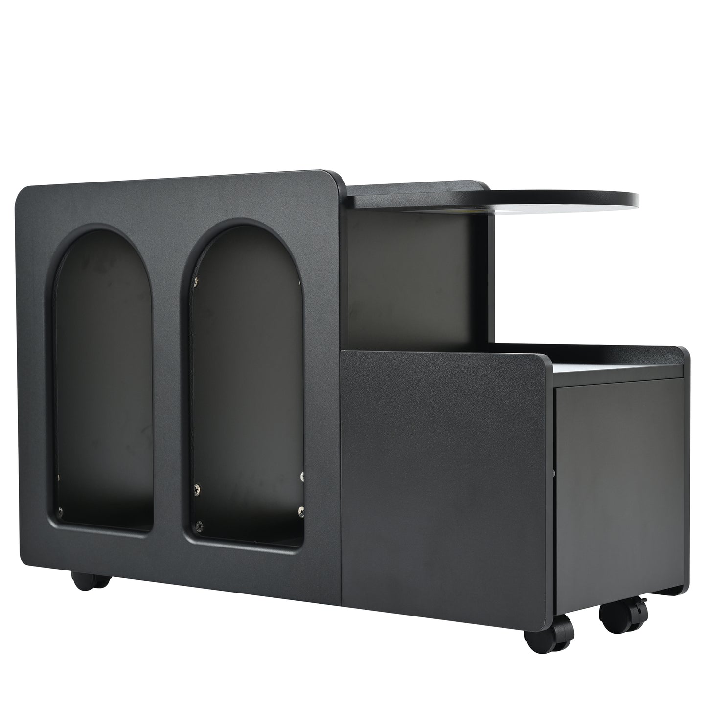 Beistellschrank mit Rollen, vielseitiger Aufbewahrungswagen für Wohnzimmer, Esszimmer und Schlafzimmer, Schwarz