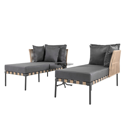 Gartensofa, Outdoor Loungesessel, Abnehmbarer und Modularer Garten Loungesessel, Balkonmöbel-Set, Loungemöbel, Terrassenmöbel mit 4 Kissen, Couchtisch mit Abnehmbaren und Waschbaren Kissen, Grau
