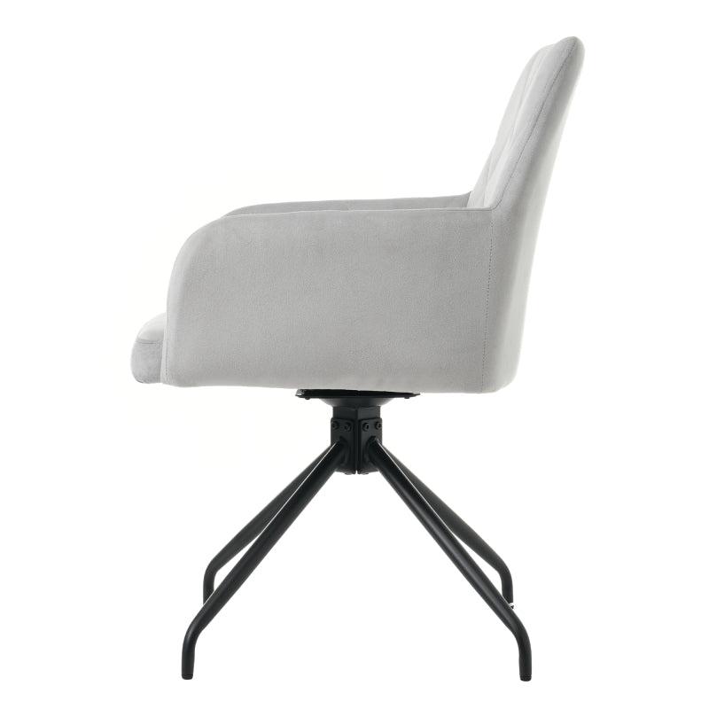 2er Set 360° Drehbarer Esszimmerstühle mit Rautenmuster,Gepolsterter Sessel mit 4 Metallbeinen,Moderner Lounge-Stuhl,Wohnzimmerstuhl für Shlafzimmer,Arbeitzimmer,Lendenwirbelstütze,Samt,Grau