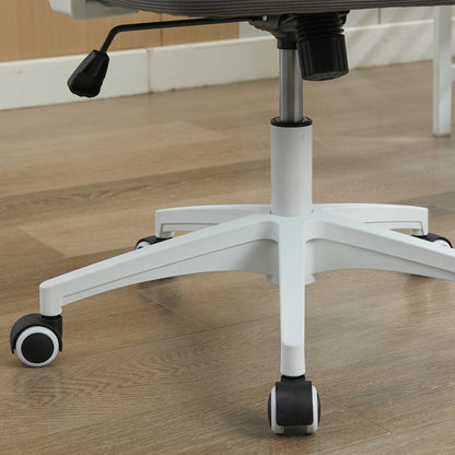 Ergonomischer Netz-Bürostuhl mit verstellbarer Lendenstütze und Kopfstütze – Hochlehner-Exekutive Schreibtischstuhl für Zuhause/Büro. Grau