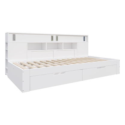 Daybed, Stauraumbett 140x200 cm,  ohne Matratze, Weiß