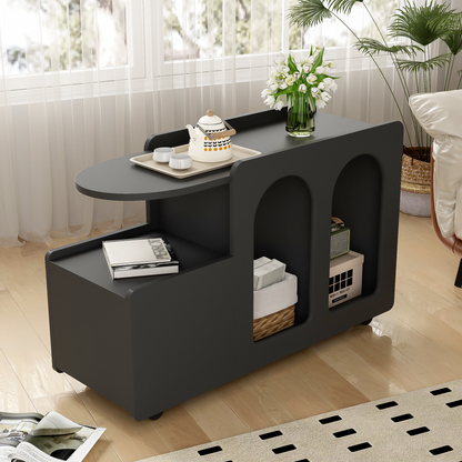 Beistellschrank mit Rollen, vielseitiger Aufbewahrungswagen für Wohnzimmer, Esszimmer und Schlafzimmer, Schwarz