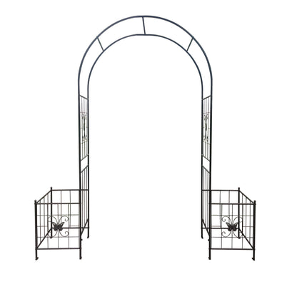 Gartenbogen Arbor Trellis für Kletterpflanzen, langlebige Metall Gartenbogen Outdoor Hochzeitsbogen, für Hochzeitszeremonie Party Pflanze Klettern Rose Reben Rasen Innenhof Schwarz, 7.15ft