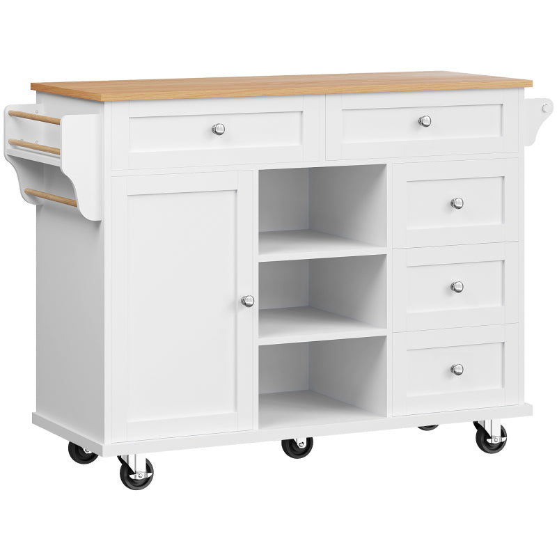 Speisewagen (134 x 46 x 92 cm), moderner und einfacher weißer Speisewagen, kombiniertes Schubladen-Aufbewahrungsschrank-Design, mobiles und festes Dual-Use-Design, geeignet für Privat- und Gewerbeküch