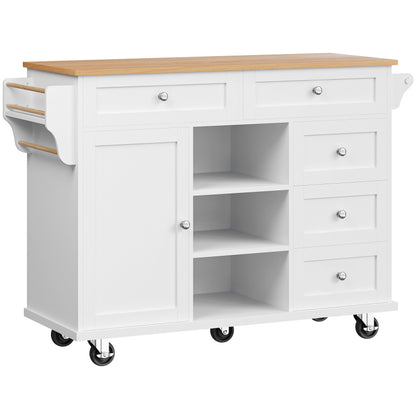 Speisewagen (134 x 46 x 92 cm), moderner und einfacher weißer Speisewagen, kombiniertes Schubladen-Aufbewahrungsschrank-Design, mobiles und festes Dual-Use-Design, geeignet für Privat- und Gewerbeküch