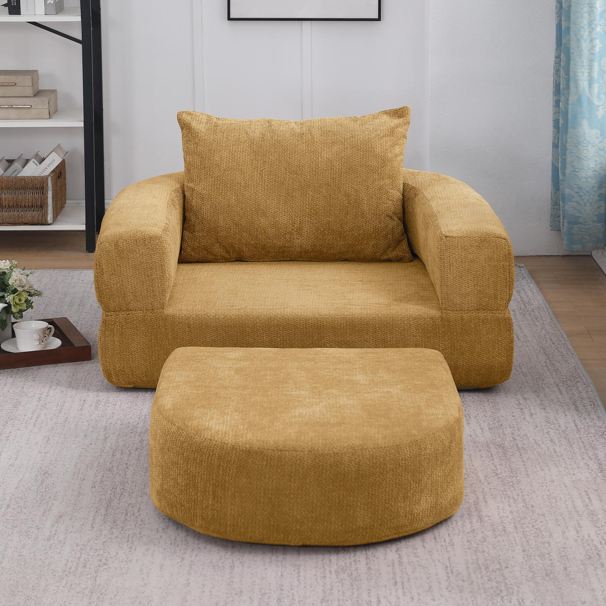 Modulares Sofa-Set Frottee (Terry Cloth), Sektionssofa Minimalistisch, Wohnzimmer Couchgarnitur, Umkehrbar, Yellow