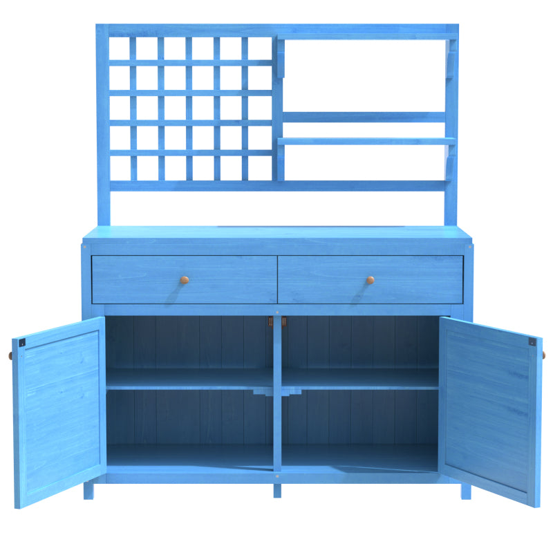 Holz Gartenschrank,Gartenschrank mit Regalen  Outdoor Schrank, Gartenschrank Geräteschuppen Terrassenschrank, Balkonschrank, Gerätehaus, Garten Möbel, Blau