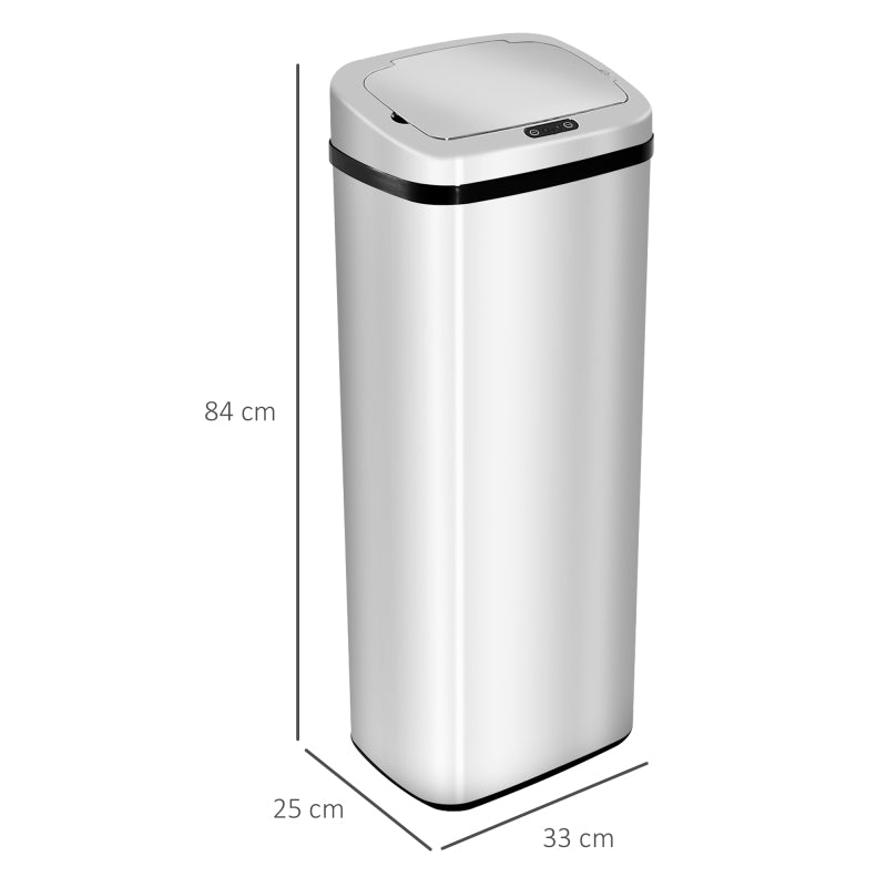 Mülleimer Automatik mit Sensor Abfalleimer Küche Edelstahl 50/68L Silber (50L)