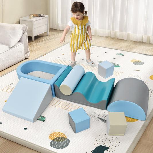 9 TLG Bausteine zum Toben & Klettern. Bausteine für Kinder. Treppen, Rutsche und Bällebad für Kinder für Vorschulkinder und Babys, weiche Bausteine, bunt. Ohne Kugel.