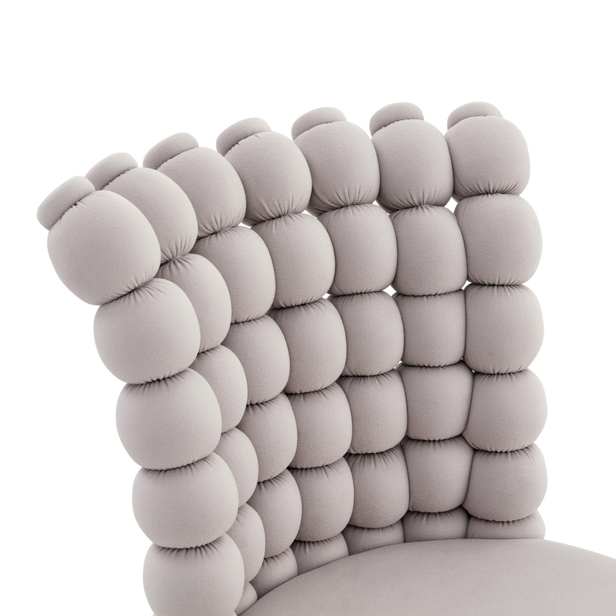 Esszimmerstuhl Samt Hellgrau, Kugelketten-Design, Schwarz-Metallbeine, Modern