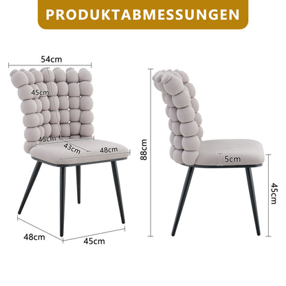 Esszimmerstuhl Samt Hellgrau, Kugelketten-Design, Schwarz-Metallbeine, Modern