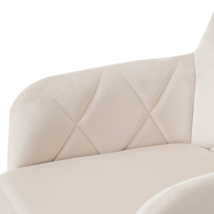 2er Set 360° Drehbarer Esszimmerstühle mit Rautenmuster, Samt,Beige