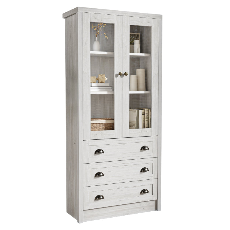 Moderner Highboard Schrank 80x34x171 cm, für Wohnzimmer, Büro & Flur