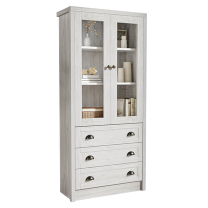 Moderner Highboard Schrank 80x34x171 cm, für Wohnzimmer, Büro & Flur