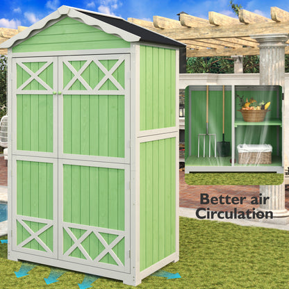 Outdoor Holz Gartenmöbel Aufbewahrungsschuppen, Werkzeughaus für Garten, Terrasse, verblassungsfrei, wetterfest, sicher und geschützt, wartungsfrei, umweltfreundlich, grün