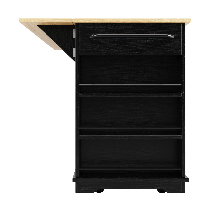 Kücheninsel, Küchenwagen mit Steckdosenleiste ausgestattet, Küchenschrank, Servierwagen mit arbeitsplatte, buffetschrank, Speisewagen mit Holzmaserung, buffetschrank,Schwarz