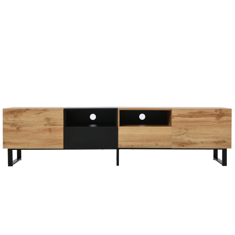 Moderner TV-Ständer mit schwarzem und holzfarbenem Design – geräumiger Stauraum, robuste Konstruktion