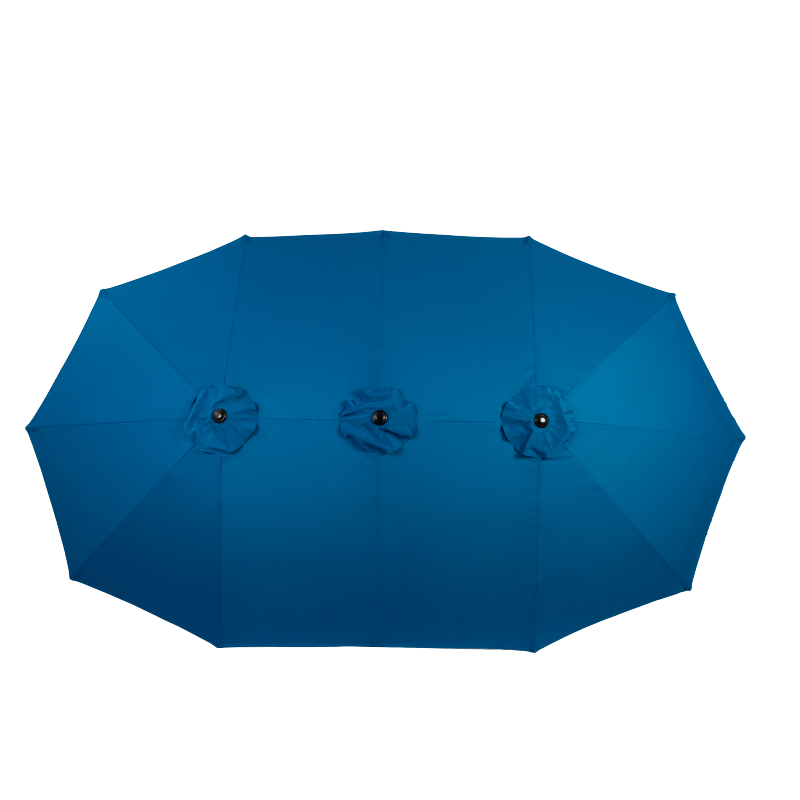 14.8 Ft Double Sided Outdoor Umbrella Rectangular Large with Crank (Dark blue)(No Base)