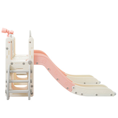 Kinderspielplatz-Set 8-in-1, Freistehendes Meerestier-Motiv-Set mit Rutsche, Bogentunnel, Basketballkorb und Teleskop, Doppelte Rutschen für Kleinkinder, Klettergerüst für Kinder