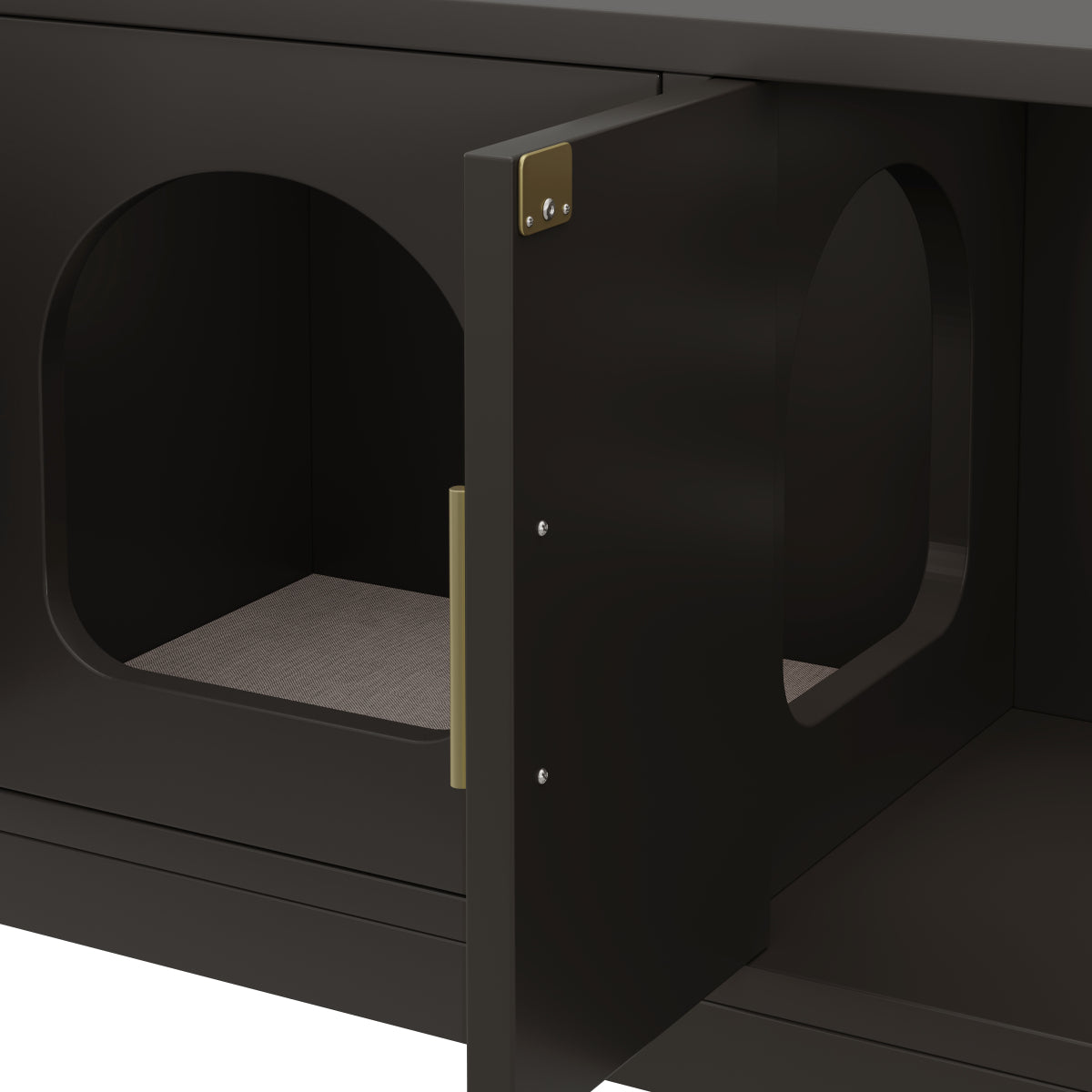 Versteckter Katzenschrank 140x40x45,5cm - 4-in-1 Katzenmöbel & Schuhbank, Katzentoilettenschrank mit Belüftung & Kratzmatte, Schwarz