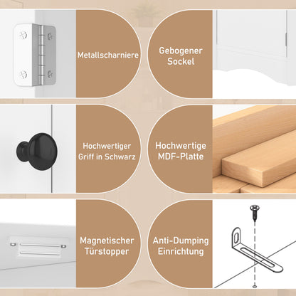 Dreieckiger Badezimmerschrank, feuchtigkeitsbeständiger Lack, zwei offene Ablagefächer, zwei Schranktüren, verstellbare Trennwände, einfache Form, weiß