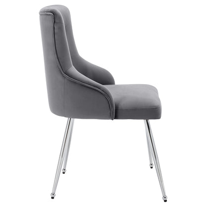 2er Set Esszimmerstuhl mit Knopfmuster, Moderner Loungesessel, Schlafzimmer-Wohnzimmerstuhl mit Lendenkissen, grau