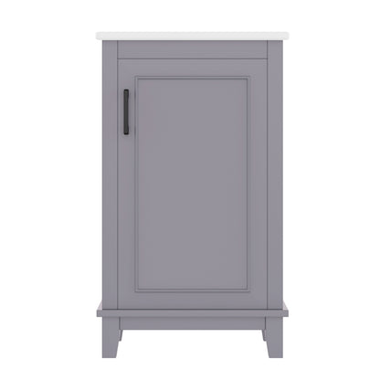 51x34x83cmBodenstehender Badezimmerschrank, Waschtisch, komplett lackiert, Türregale, verstellbare Regale, integriertes Keramikwaschbecken, geeignet für kleine Räume, Grau