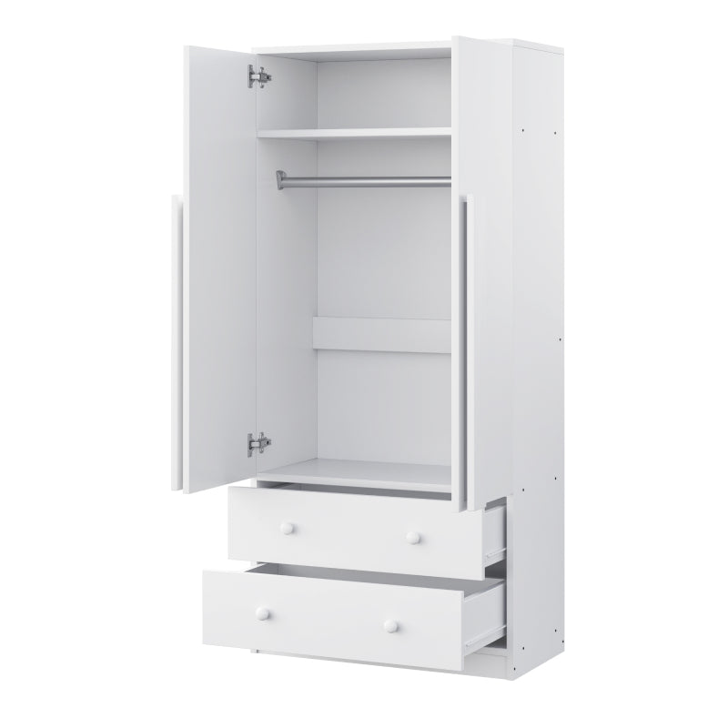 Kleiderschrank 70*40*170cm, Doppeltüren-Design, mit Schubladen und Ablagefächern, weiß