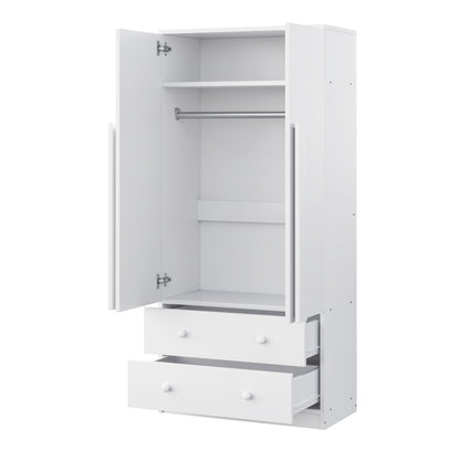 Kleiderschrank 70*40*170cm, Doppeltüren-Design, mit Schubladen und Ablagefächern, weiß