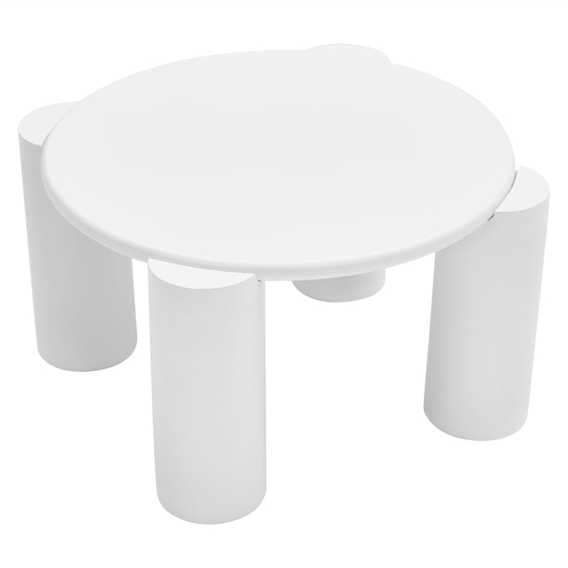 White Cloud Couchtisch, moderner Couchtisch mit 4 stabilen Stützbeinen, kleiner weißer Couchtisch, runde Kante, passt gut in Wohnzimmer, Schlafzimmer, Balkon, Terrasse