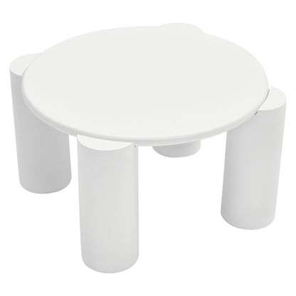 White Cloud Couchtisch, moderner Couchtisch mit 4 stabilen Stützbeinen, kleiner weißer Couchtisch, runde Kante, passt gut in Wohnzimmer, Schlafzimmer, Balkon, Terrasse