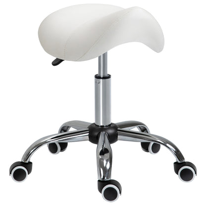Rollhocker Drehhocker höhenverstellbar Sattelhocker gepolstert in Weiß für Büro & Zuhause