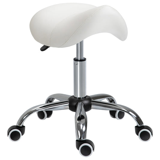 Rollhocker Drehhocker höhenverstellbar Sattelhocker gepolstert in Weiß für Büro & Zuhause