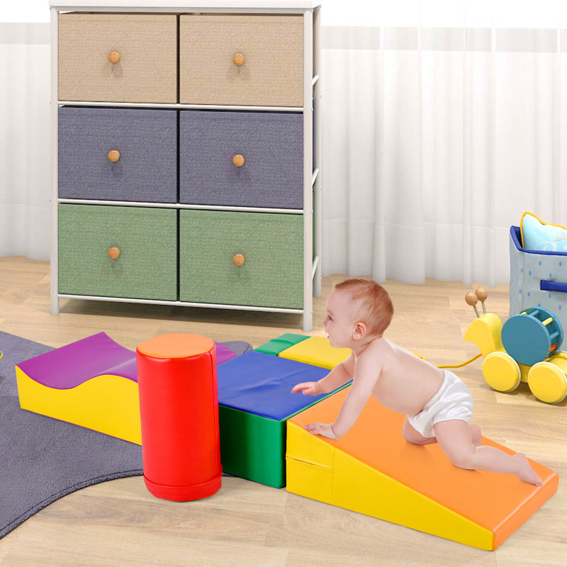 6 TLG Riesenbausteine zum Toben & Klettern Großbausteine für Kinder. Treppe und Rutsche für Kinder - Spielzeug zum Klettern, Rutschen und Krabbeln. im Vorschulalter & Babys Softbausteine, bunt.