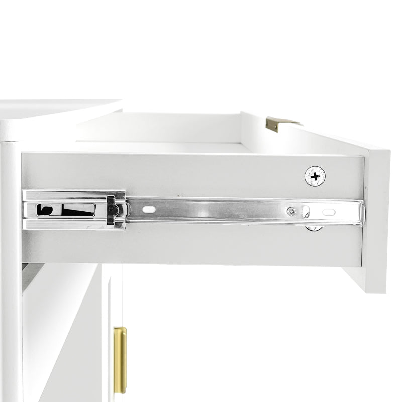Schminktisch mit LED-beleuchtetem Spiegel, Weißes Schminktisch-Set mit ausziehbarem Design, moderner Kosmetiktisch für das Schlafzimmer  - Maße:B100/H78/T40 cm (ohne Hocker)