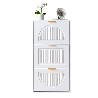 Schuhkipper Schmal mit 3 Klappen, Schuhschrank, Schuhschrank  Schuhkommode für Flur Wohnzimmer ,Weiß